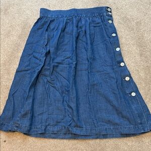 LOFT A-Line Chambray Skirt with Side Buttons